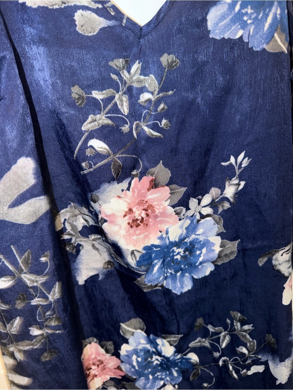 Impressions Navy Floral Slip with Pink & Blue Print - Picture 3 of 4
